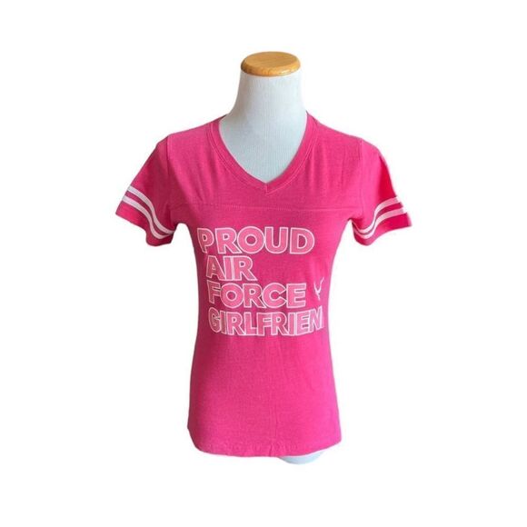 Womens Live and Tell Proud Air Force Girlfriend B Neck Graphic Tee Shirt - Sz S - Picture 1 of 1